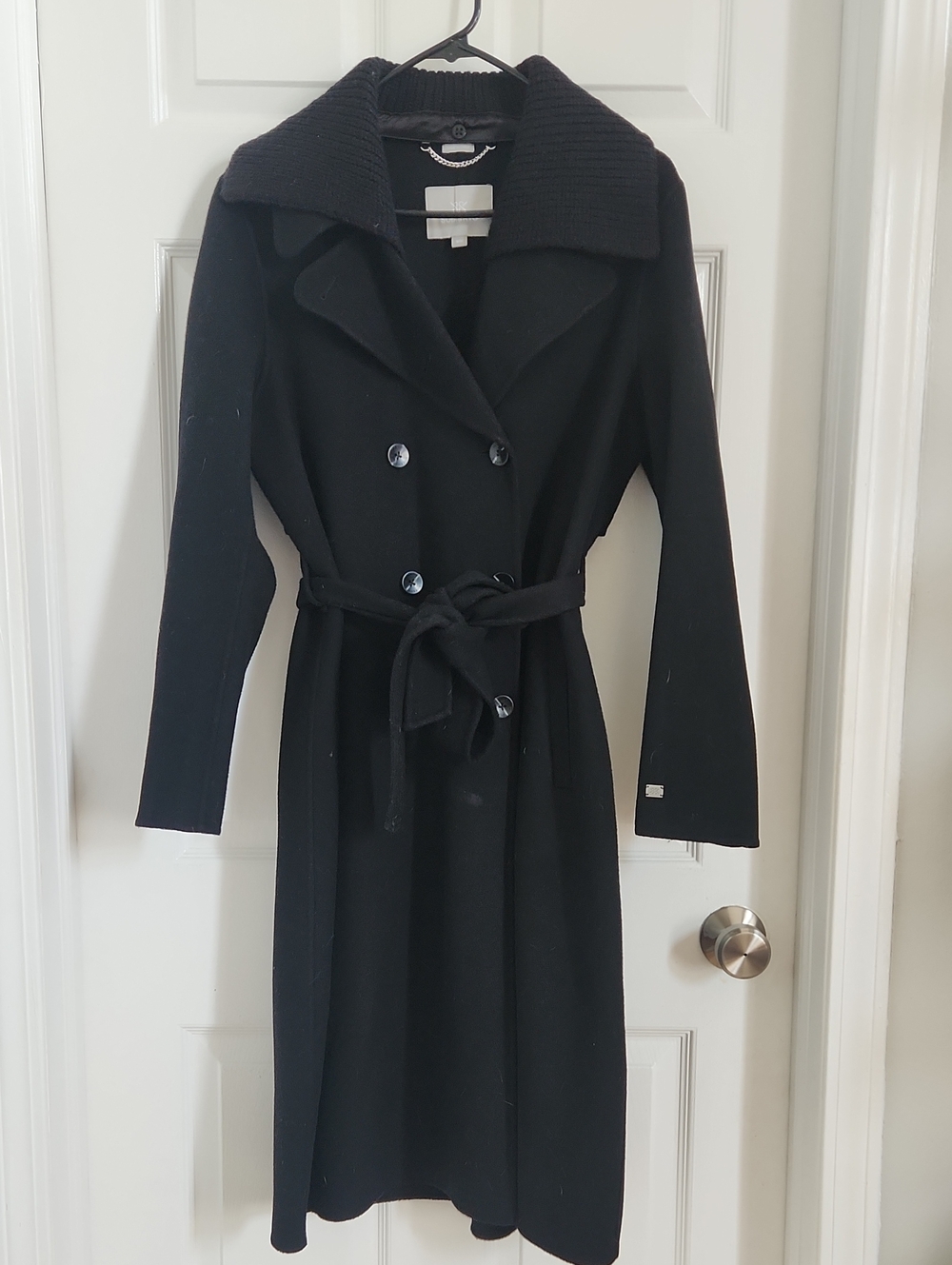 Soia & Kyo Black Double-Breasted Belted Women’s Wool Coat